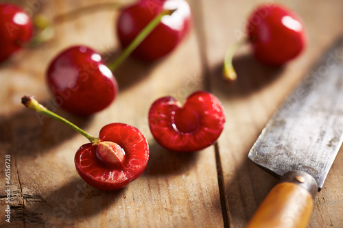 Photo: Red ripe open cherry Red ripe open cherry