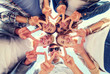 group of teenagers showing finger five group of teenagers showing finger five