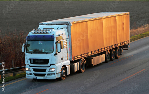 Photo: Highway with cars and Truck Highway with cars and Truck
