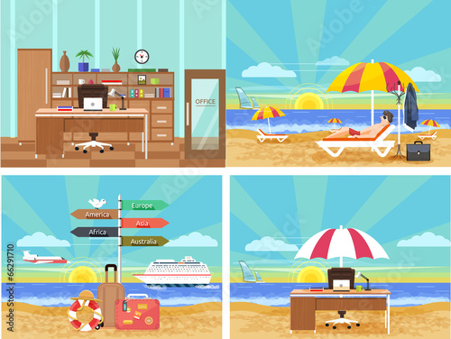 Vector: Icons set of traveling and planning a summer vacation Icons set of traveling and planning a summer vacation