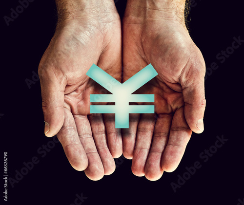 Photo: yen icon hands yen icon hands
