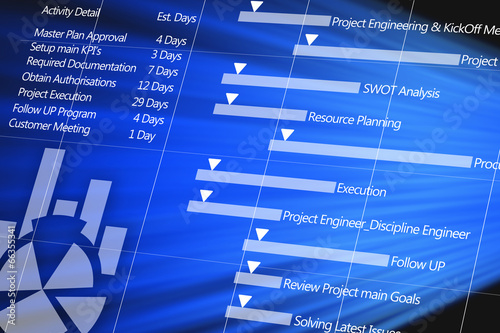 Illustration: Project plan detail on digital display Project plan detail on digital display