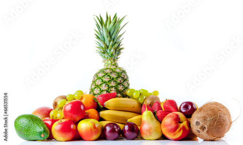 Photo: Fresh fruits isolated on a white . Set of different fresh fruits Fresh fruits isolated on a white . Set of different fresh fruits