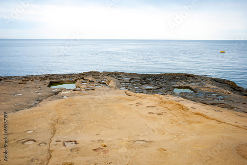 Photo: Evaporation ponds at the coast, Malta Evaporation ponds at the coast, Malta