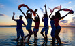 happy people  on beach