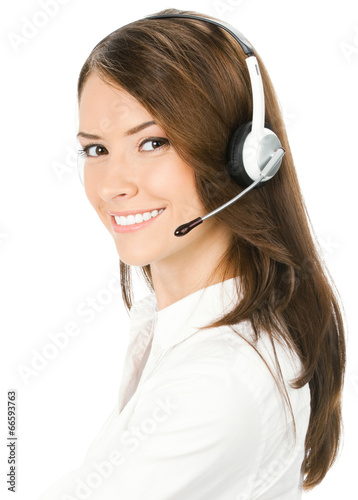 Photo: Customer support phone operator, isolated Customer support phone operator, isolated