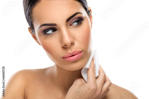 Photo: woman cleaning skin woman cleaning skin