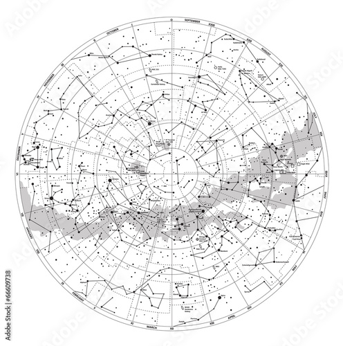 Vector: High detailed sky map of Southern hemisphere with names High detailed sky map of Southern hemisphere with names