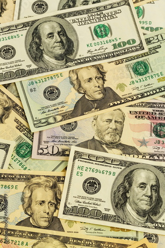 Photo: Viele Dollar Geldscheine Viele Dollar Geldscheine