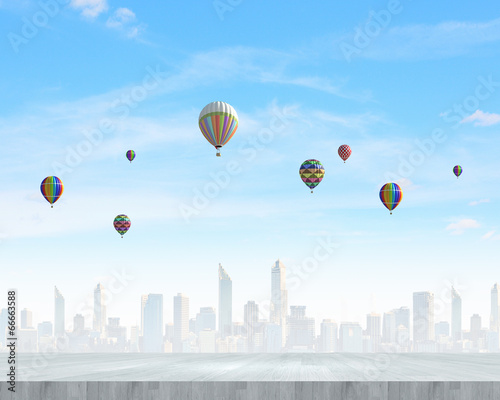 Photo: Aerostats in sky Aerostats in sky