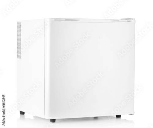 Photo: indoor mini fridge isolated on white indoor mini fridge isolated on white