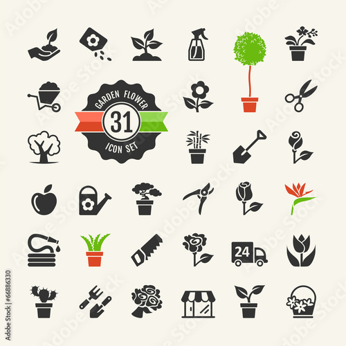 Vector: Flower and Gardening Tools Icons set Flower and Gardening Tools Icons set