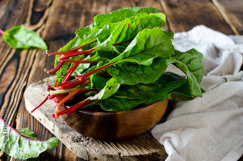 Photo: Chard leaves in a bowl Chard leaves in a bowl
