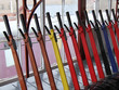 The Control Levers in a Vintage Railway Signal Box. The Control Levers in a Vintage Railway Signal Box.