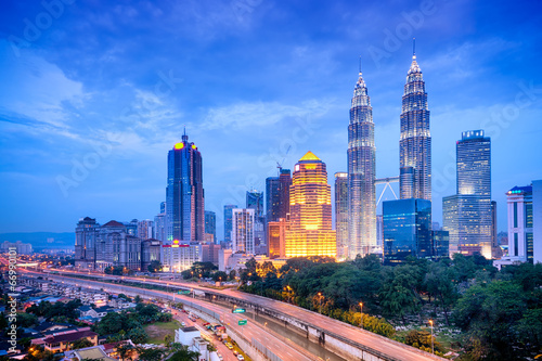 Photo: Night view of Kuala Lumpur skyline. Night view of Kuala Lumpur skyline.