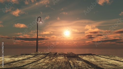 Obraz w ramie levé de soleil sur le pont