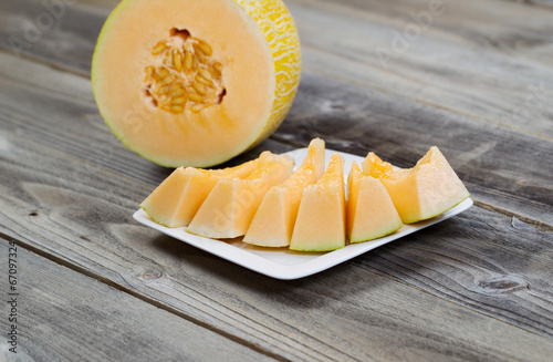 Photo: Freshly cut melon ready to eat Freshly cut melon ready to eat