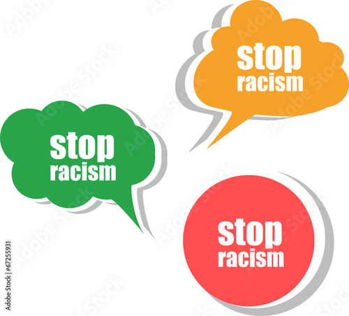 Photo: stop racism word on modern banner design template. set stop racism word on modern banner design template. set