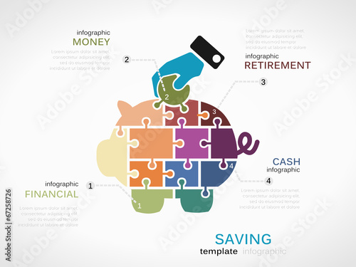 Vector: Saving concept infographic template with piggy bank Saving concept infographic template with piggy bank