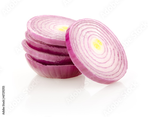 Photo: Red Onion Rings on White Background Red Onion Rings on White Background
