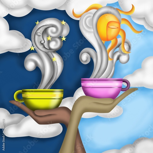 Illustration: caffè e camomilla caffè e camomilla