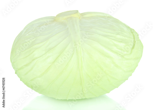 Photo: Whole green cabbage isolated on white Whole green cabbage isolated on white