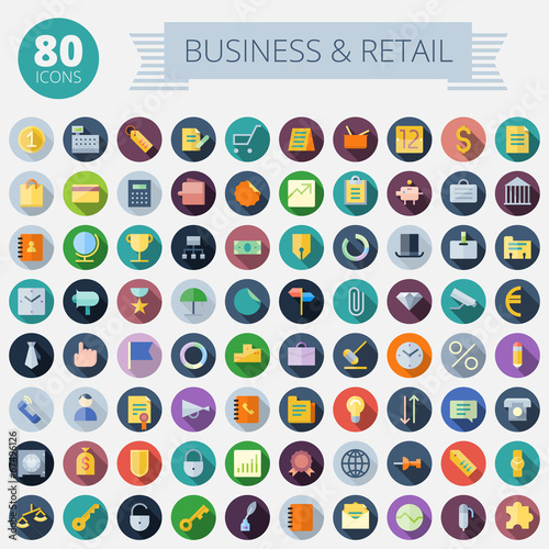 Vector: Flat Design Icons For Business and Retail Flat Design Icons For Business and Retail