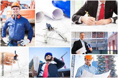 Photo: People at work in construction sites People at work in construction sites