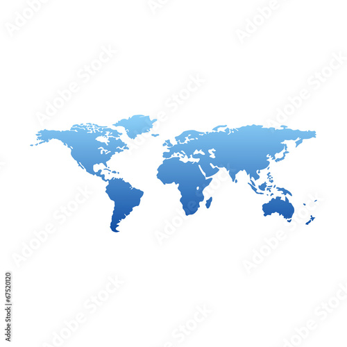 Vector: Map of the world - blue gradient silhouette isolated Map of the world - blue gradient silhouette isolated