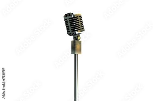 Illustration: Digitally generated retro microphone on stand Digitally generated retro microphone on stand