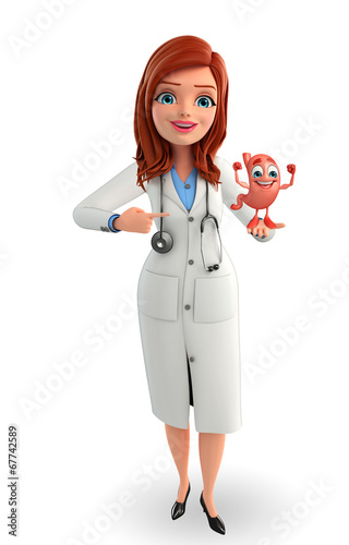 Illustration: Young Doctor with stomach Young Doctor with stomach