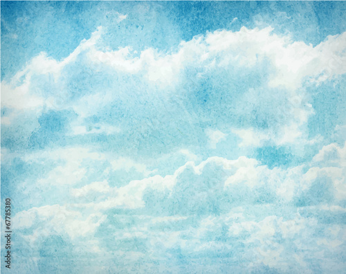 Fototapeta Watercolor clouds and sky background