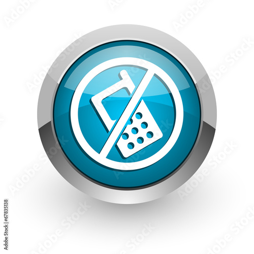 Illustration: no phone blue glossy web icon no phone blue glossy web icon