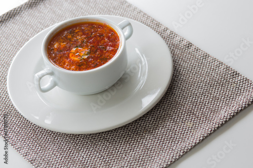 Photo: Soup. borscht in a white plate Soup. borscht in a white plate