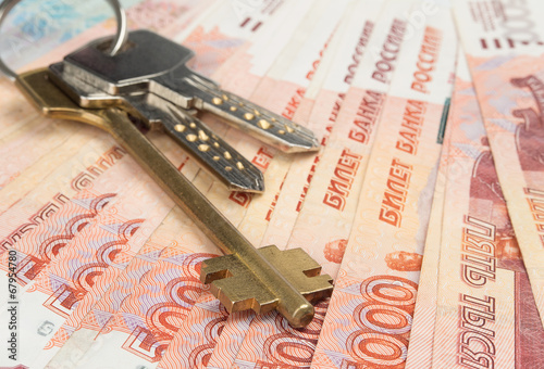 Photo: russian money and keys russian money and keys