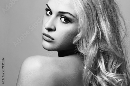 Photo: Beautiful Young Woman.Blond girl.Art monochrome portrait.Sexy Beautiful Young Woman.Blond girl.Art monochrome portrait.Sexy