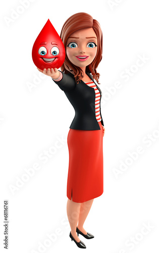 Illustration: Young Corporate lady with blood drope Young Corporate lady with blood drope