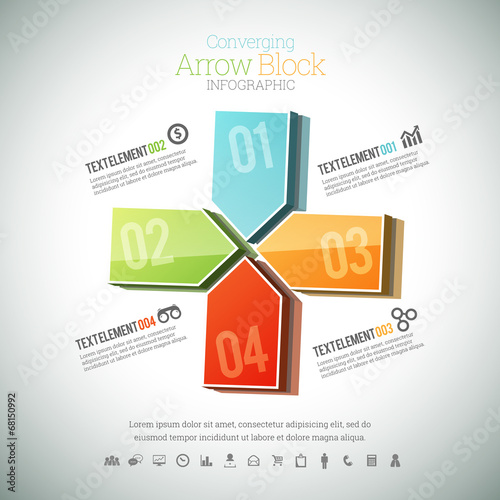 Vector: Converging Arrow Block Infographic Converging Arrow Block Infographic