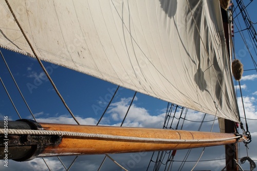 Photo: Boom and sail on a tall sailing ship Boom and sail on a tall sailing ship