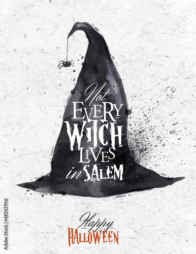 Vector: Witch hat halloween poster vintage Witch hat halloween poster vintage