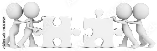 Illustration: Dude the partners x 4 putting puzzle pieces together. Dude the partners x 4 putting puzzle pieces together.
