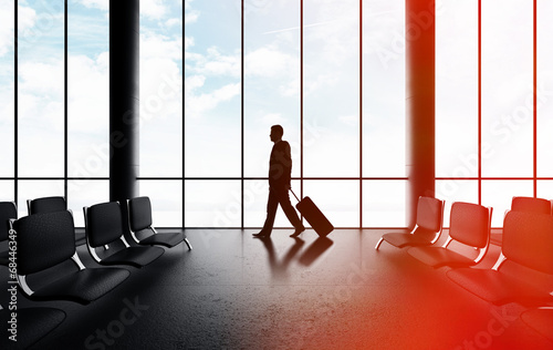 Photo: man walking in airport man walking in airport