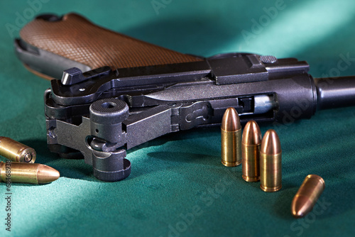 Photo: German Parabellum pistol with cartridges German Parabellum pistol with cartridges