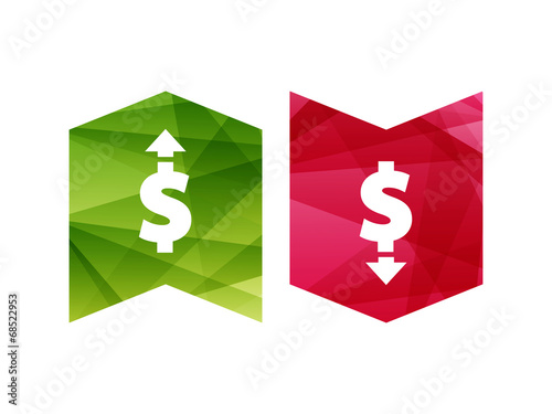 Vector: Dollar up and down sign icon vector currency concept Dollar up and down sign icon vector currency concept