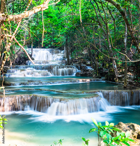 Fototapeta Huay Mae Khamin Waterfall, Kanchanaburi Province.