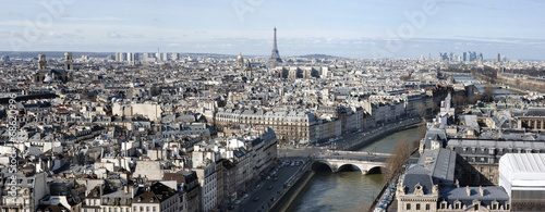 Panoramic aerial view of Paris with Eiffel tower