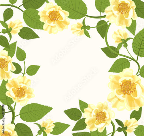 Vector: Decorative Border With Yellow Roses Decorative Border With Yellow Roses