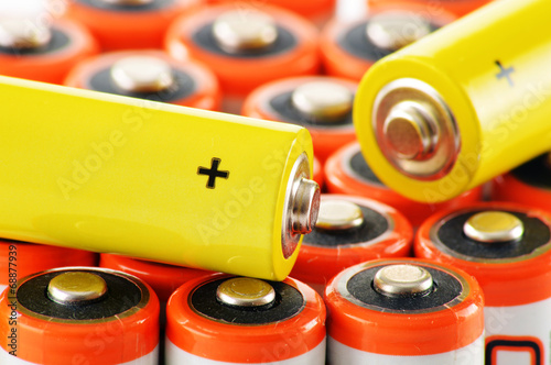 Photo: Composition with alkaline batteries. Chemical waste Composition with alkaline batteries. Chemical waste