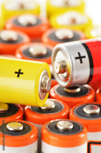 Photo: Composition with alkaline batteries. Chemical waste Composition with alkaline batteries. Chemical waste