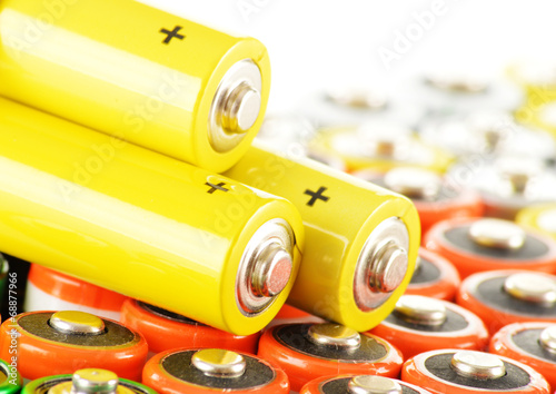 Photo: Composition with alkaline batteries. Chemical waste Composition with alkaline batteries. Chemical waste